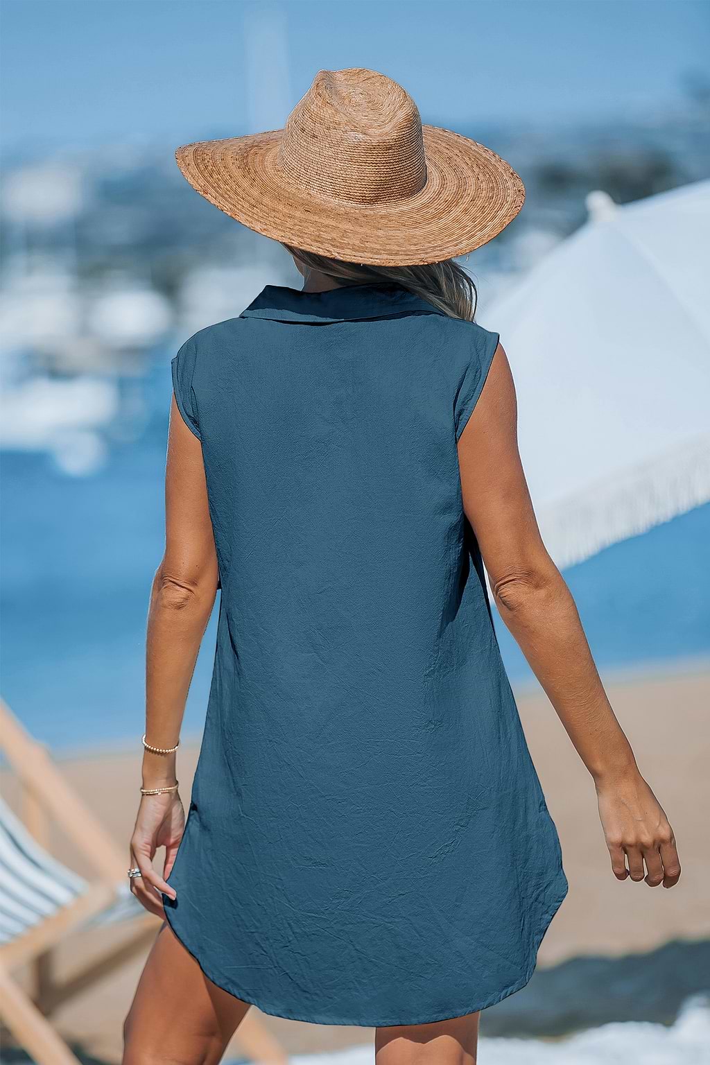 Summer Glow Blue Cover-Up Mini Dress