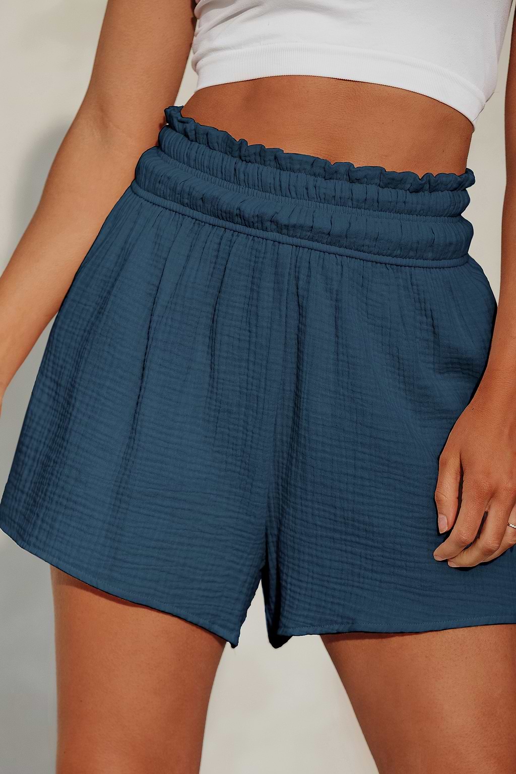 Crinkle Tide Aqua Cover-Up Shorts