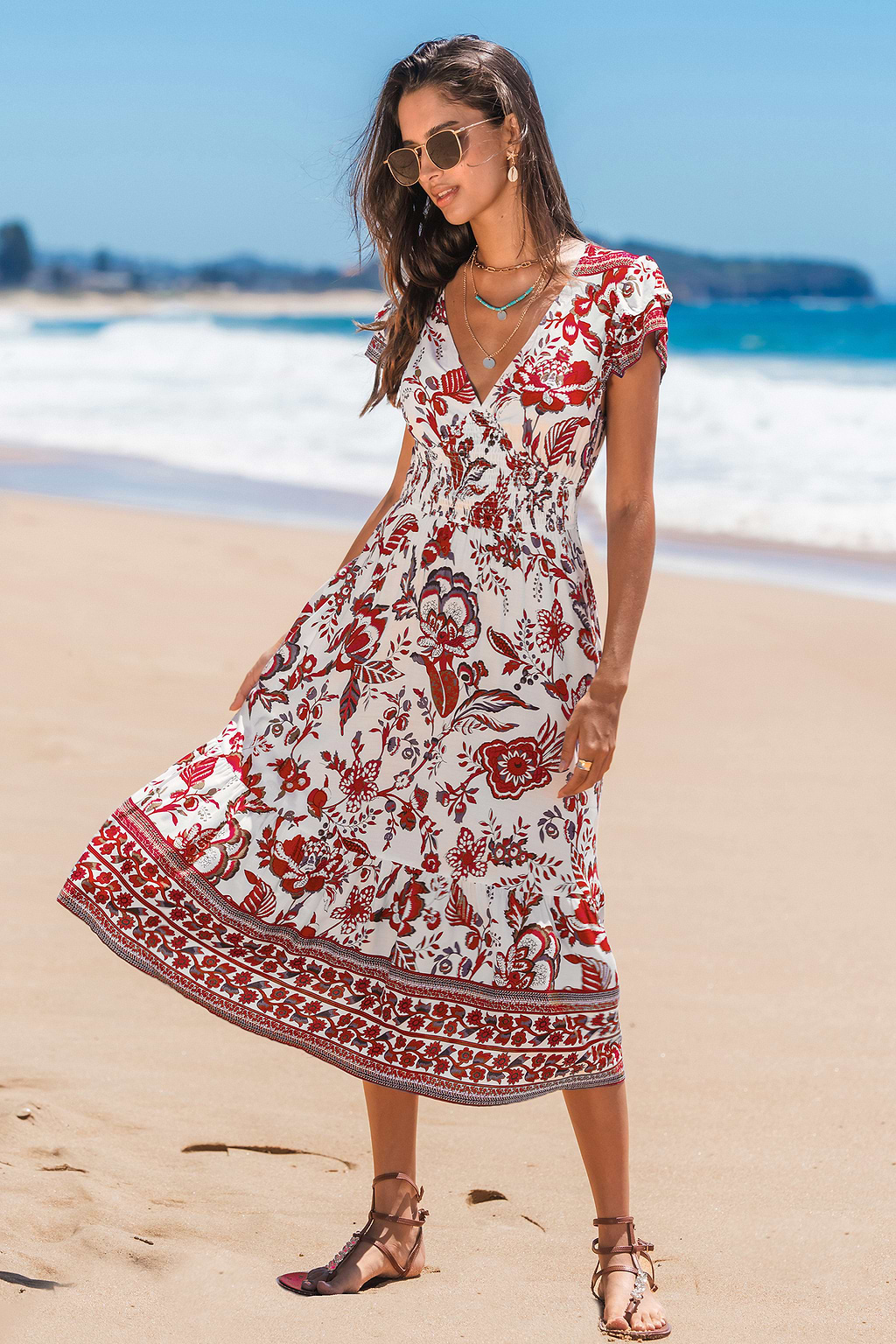 Whirlwind Boho Paisley Midi Dress