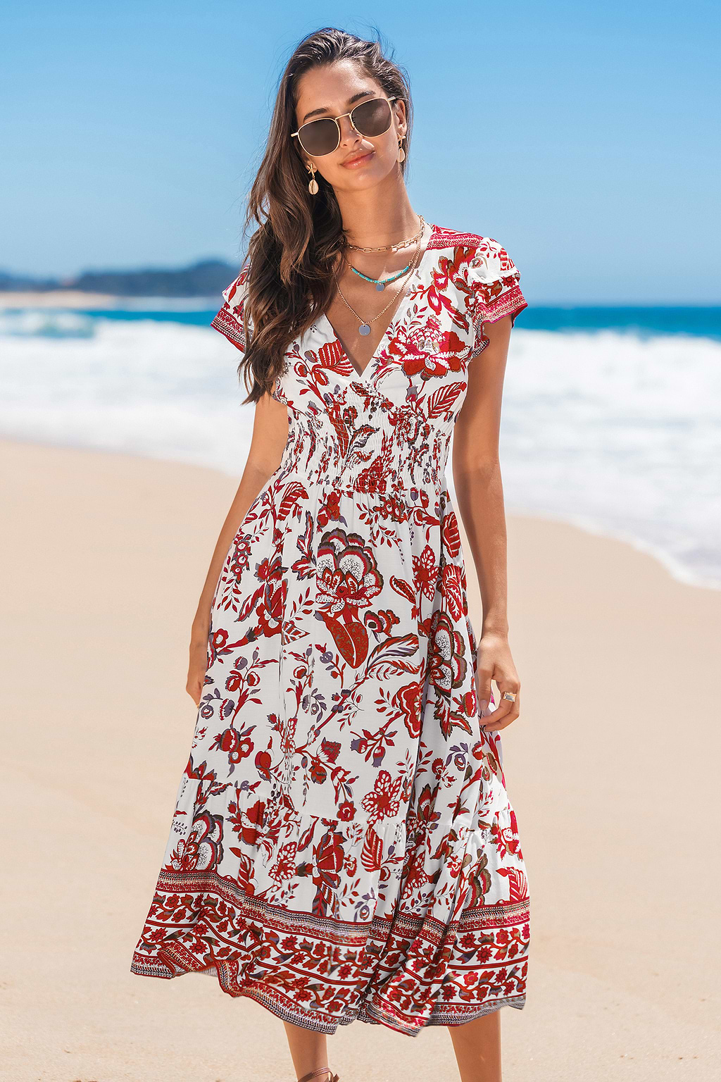 Whirlwind Boho Paisley Midi Dress