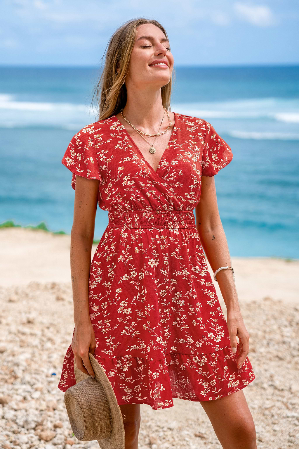Crimson Petals Floral Mini Dress