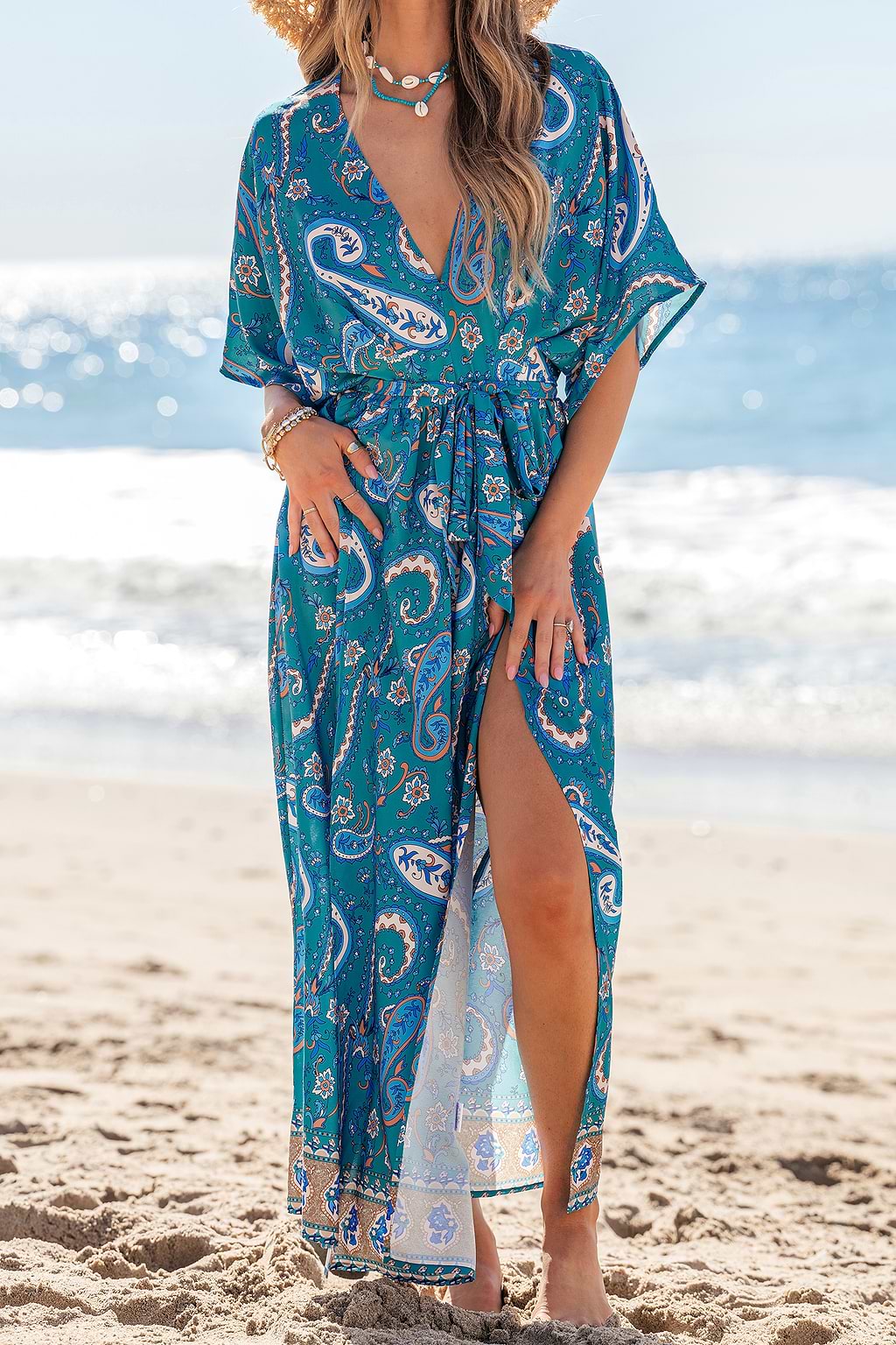 Robe cover up longue avec taille cintrée