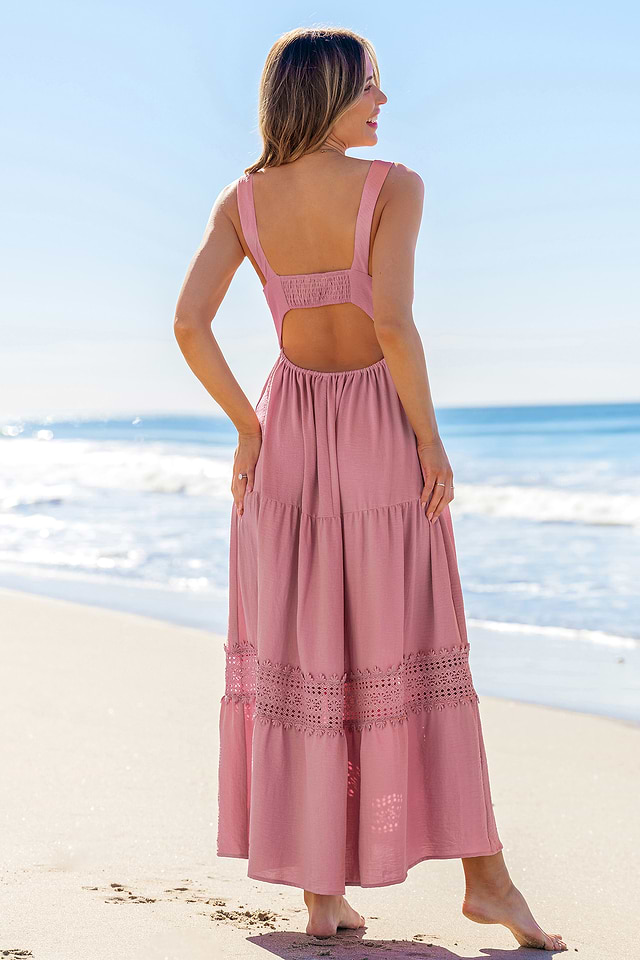 mauve beach dress Dried Rose Maxi Size:28W