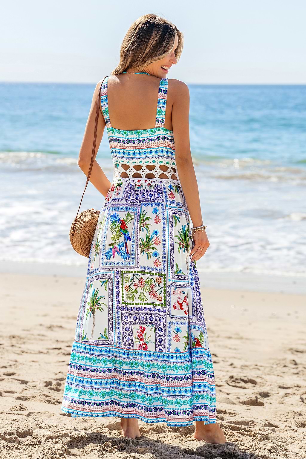 Hibiscus Haze Patchwork Maxi Dress