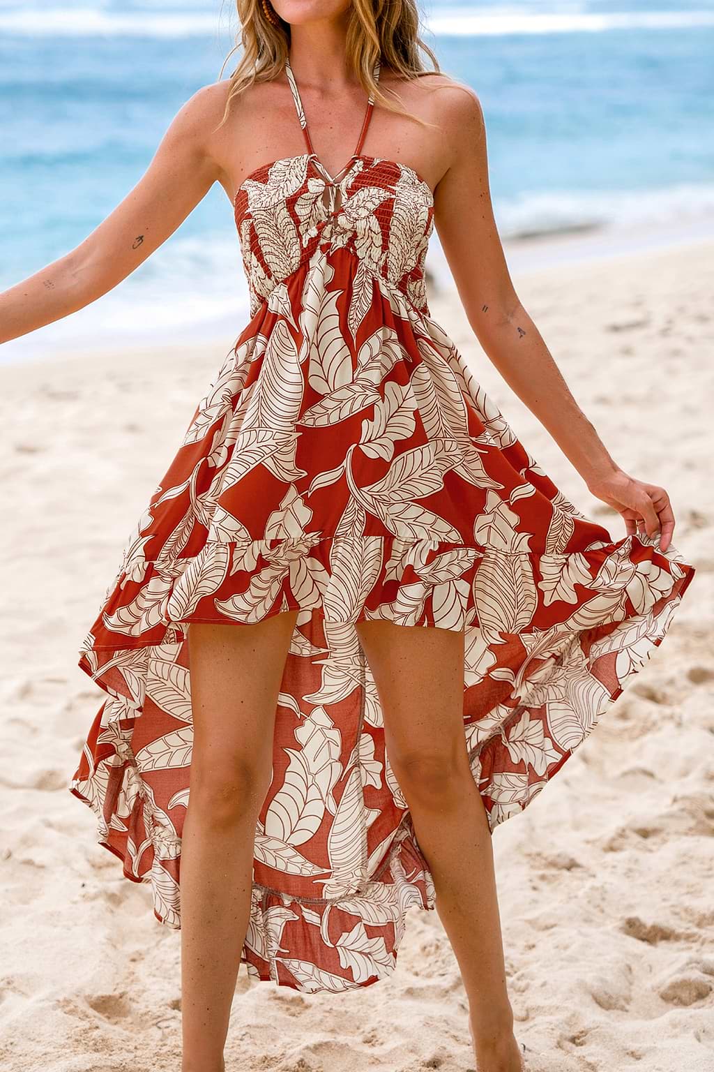 Hawaiian Shores Floral Cover-Up Mini Dress