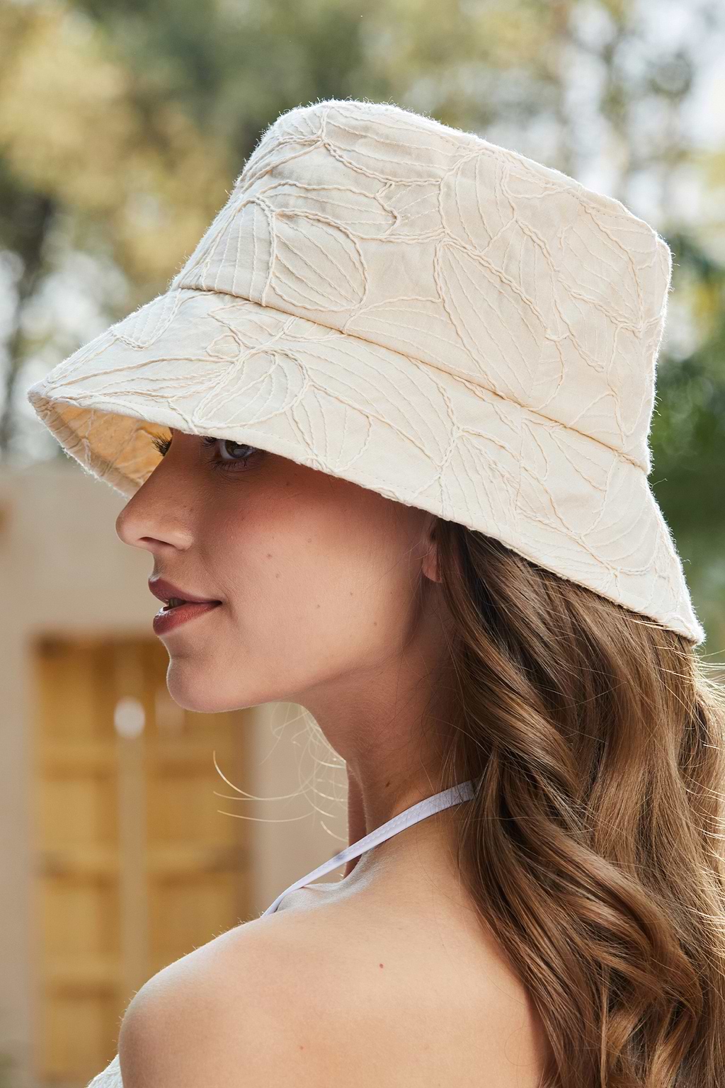 Tropical Stroll Beige Bucket Hat