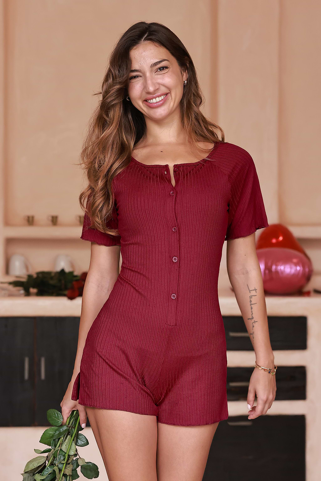 Bundled Up Red Pajama Romper