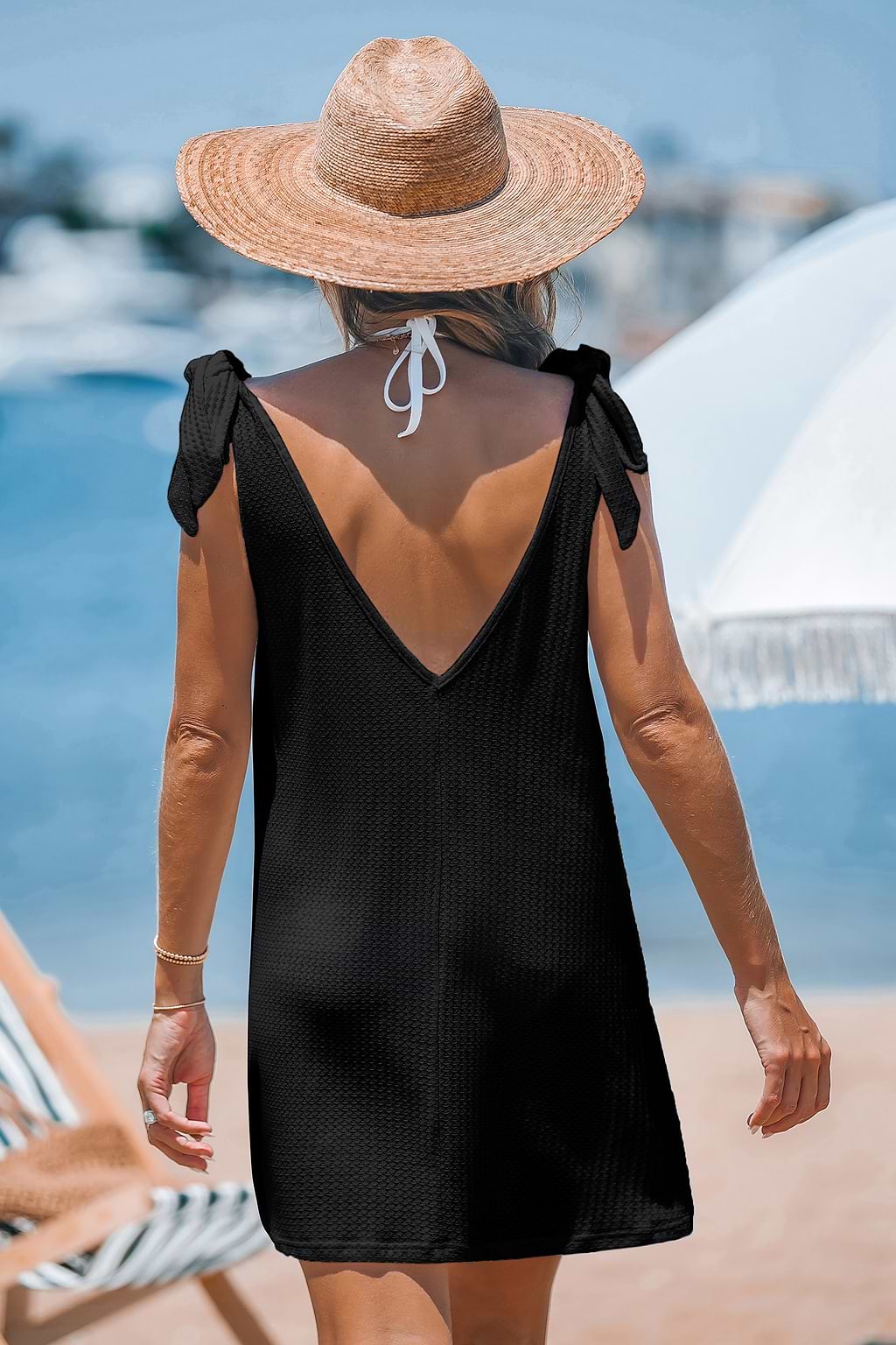 Sunlit Charm Black Cover-Up Mini Dress