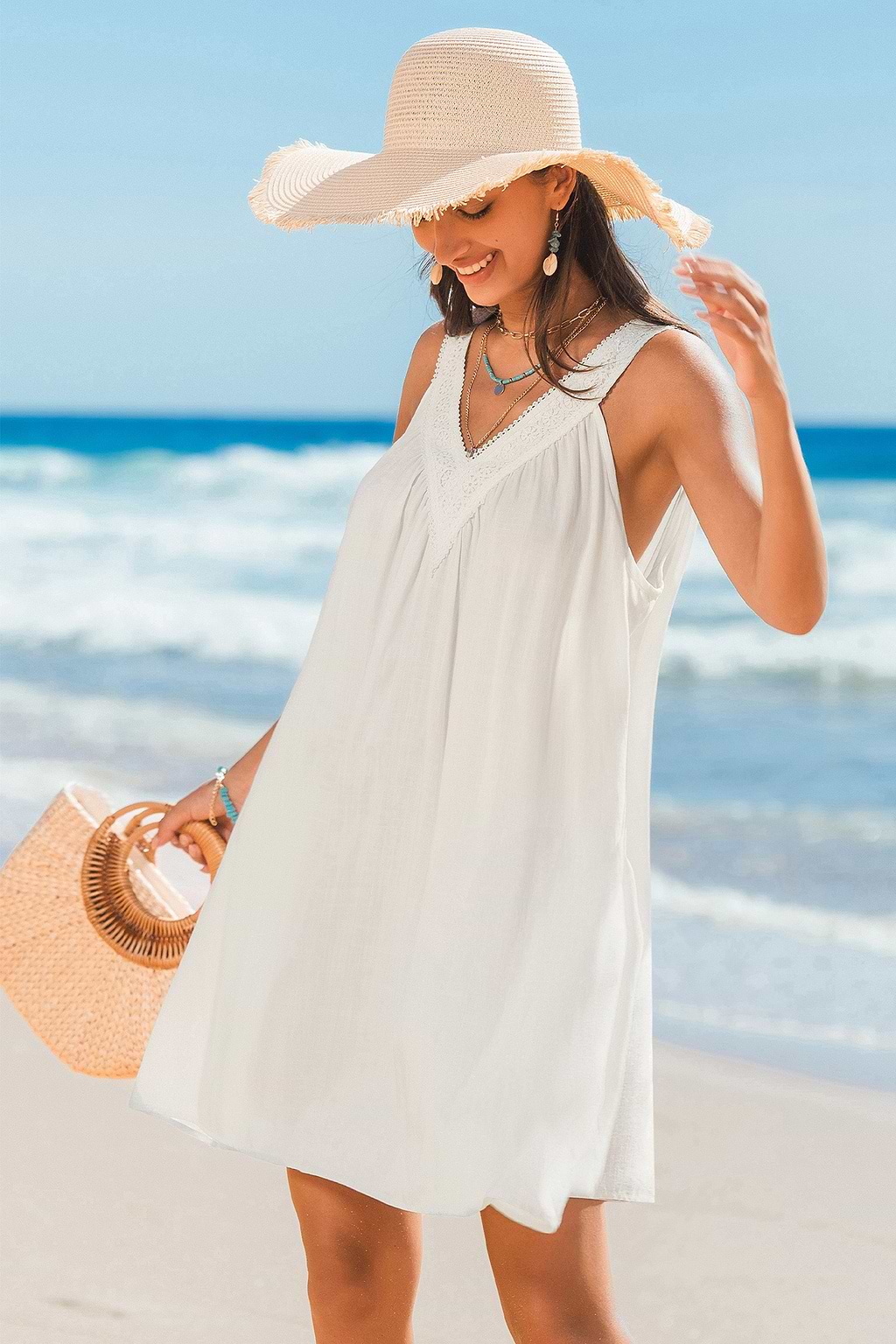 Brianna White Cover-Up Mini Dress