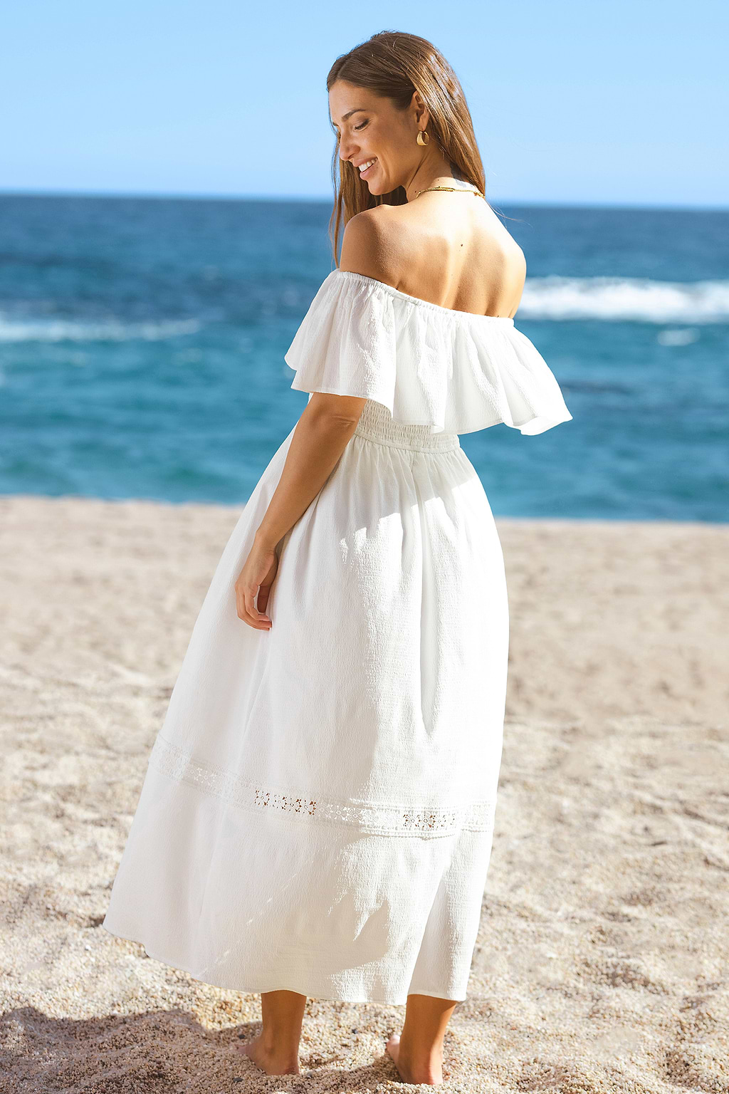 Carmel White Midi Dress