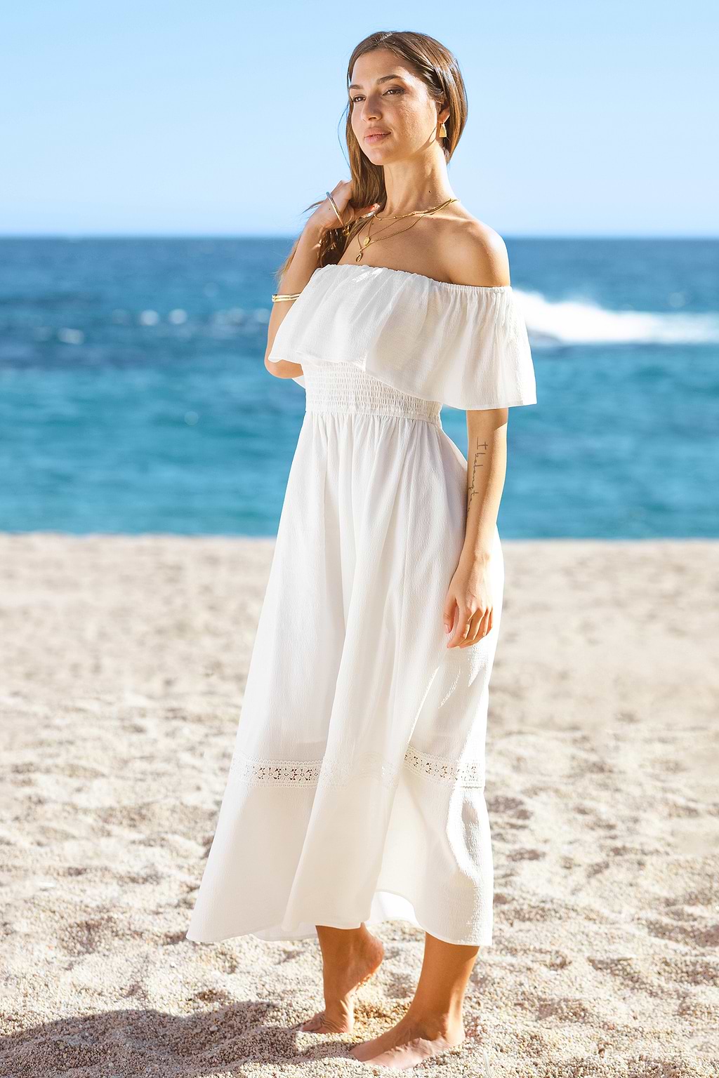 Carmel White Midi Dress