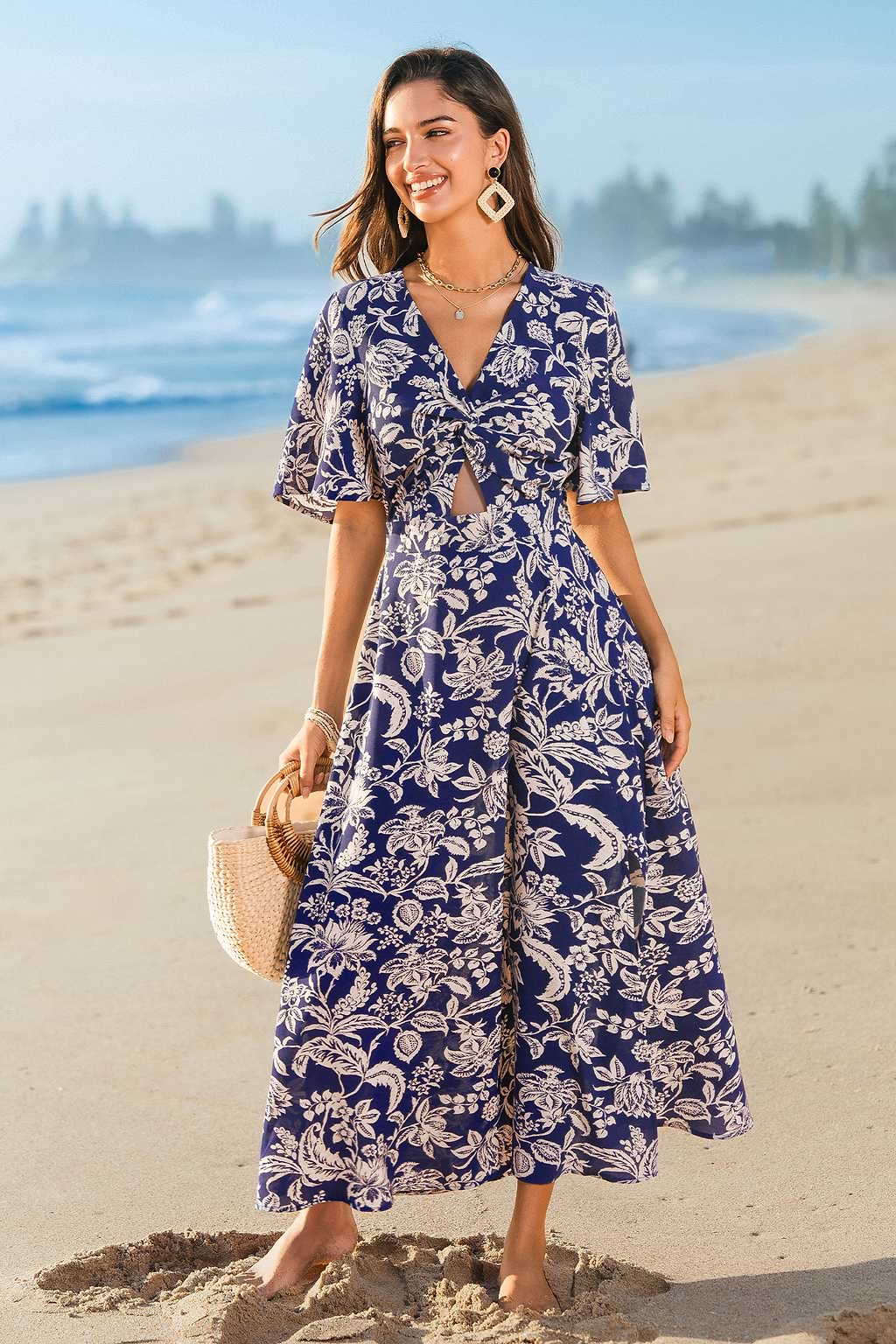 Indigo Tropics Floral Maxi Dress