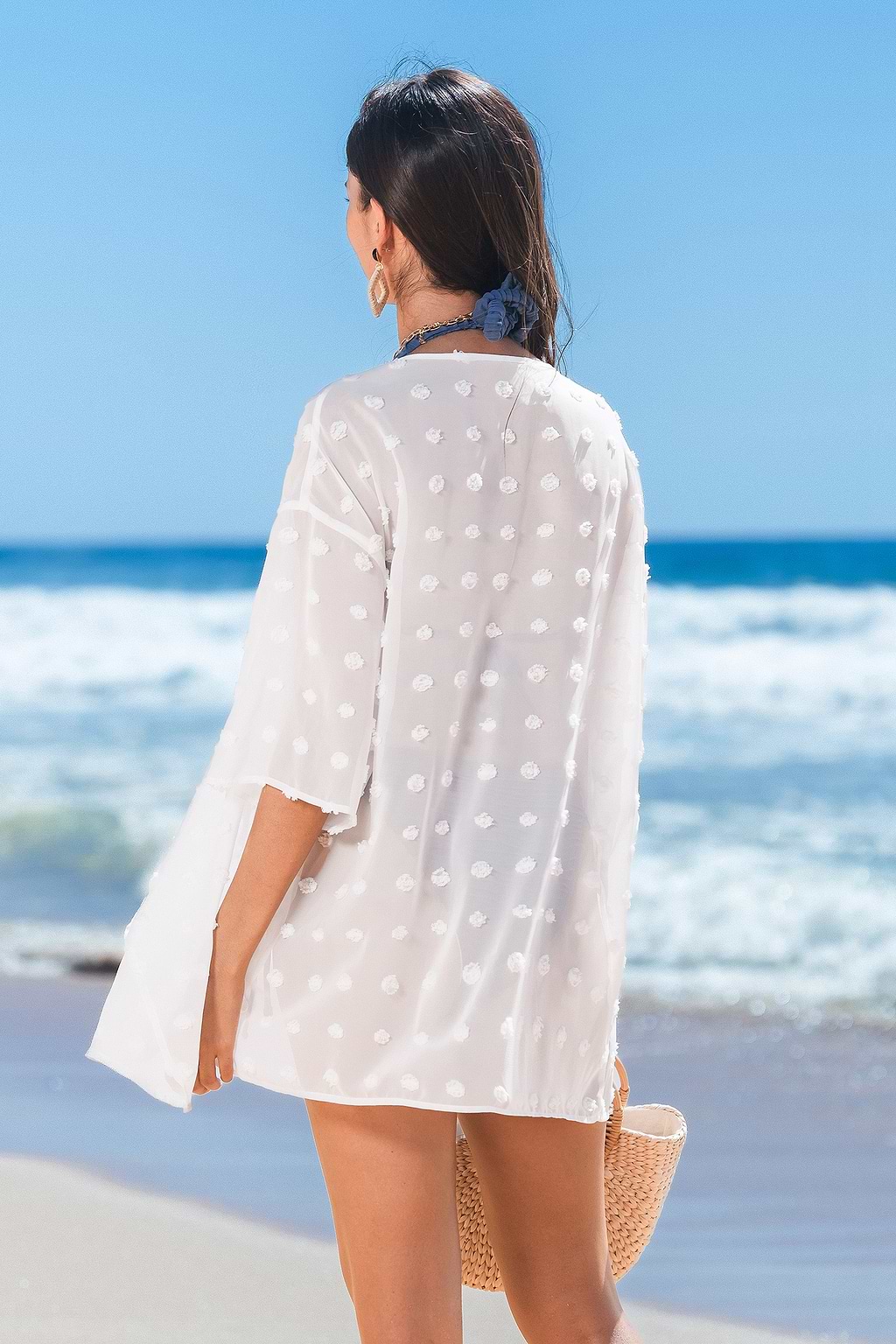 Dreamy Veil Polka Dot Cover-Up Kimono