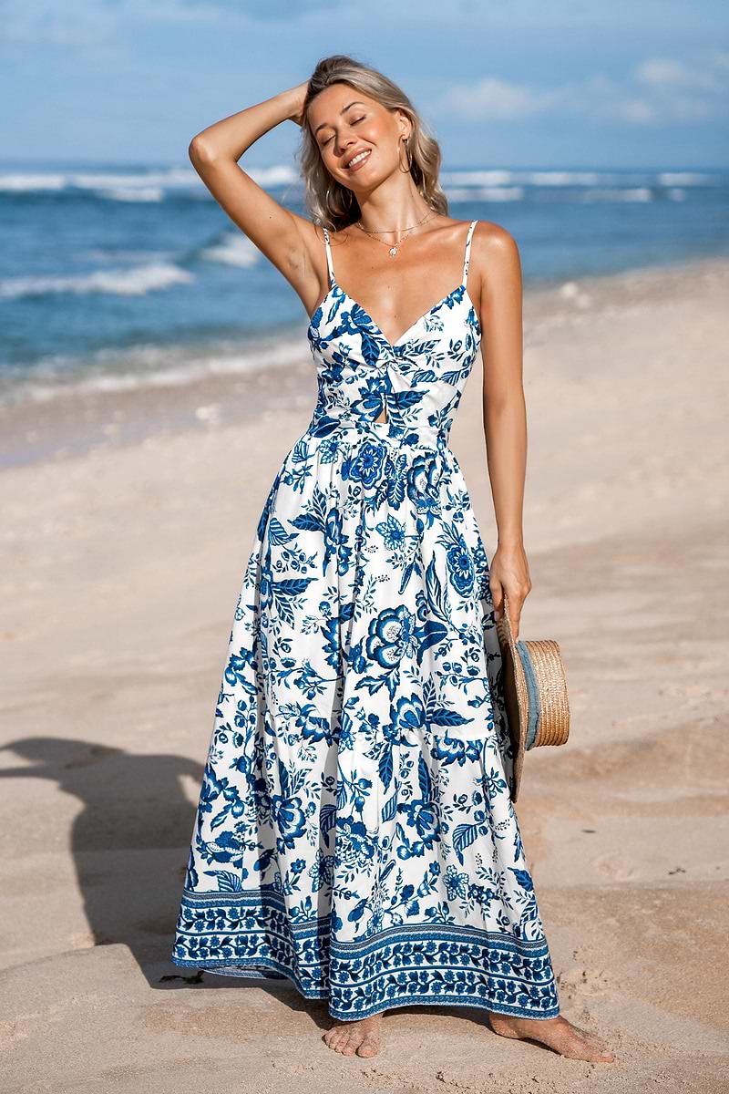 Floral Sweetheart Twist & Keyhole Maxi Dress
