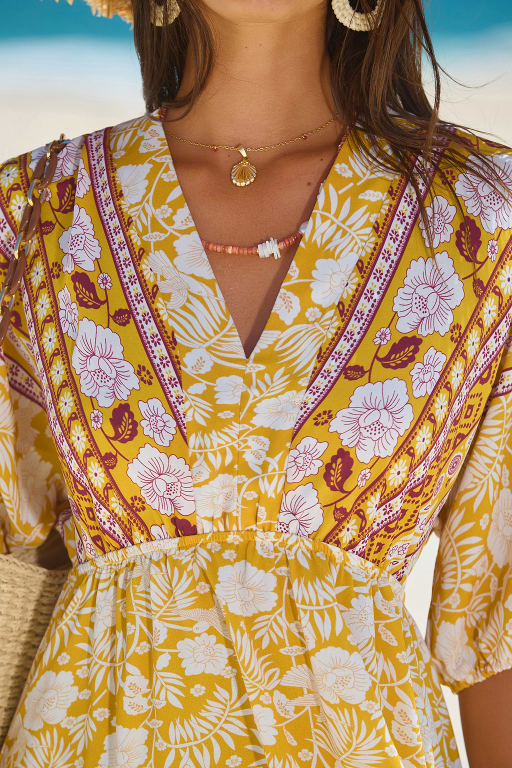 Canary Floral V-Neck Mini Dress