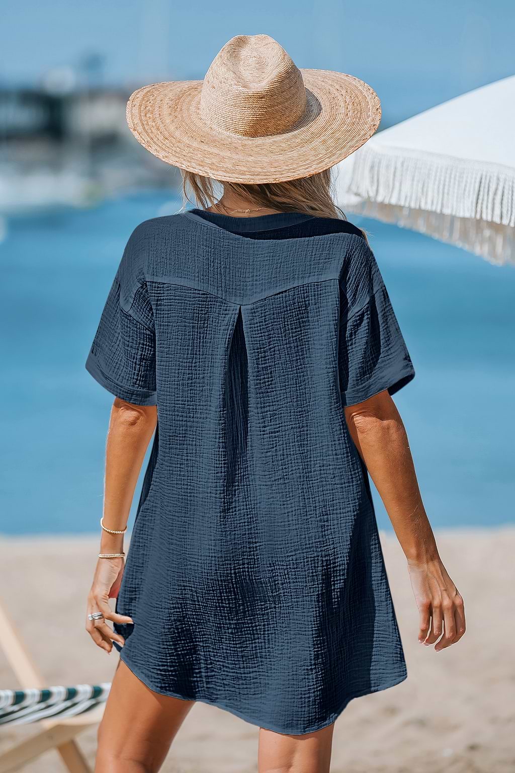 Starry Night Beach Blue Cover-Up Dress