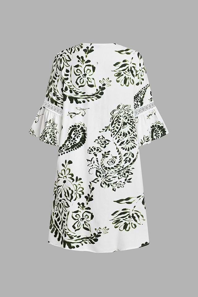 Cupshe White Graduation Dress| Green Paisley V-Neck Mini Dress - L Cupshe White Graduation Dress| Green Paisley V-Neck Mini Dress - L