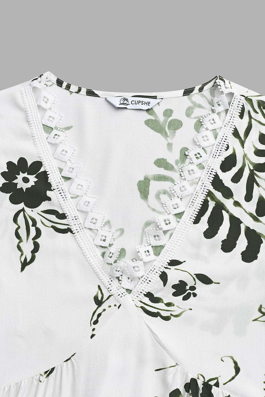 Green Paisley V-Neck Mini Dress