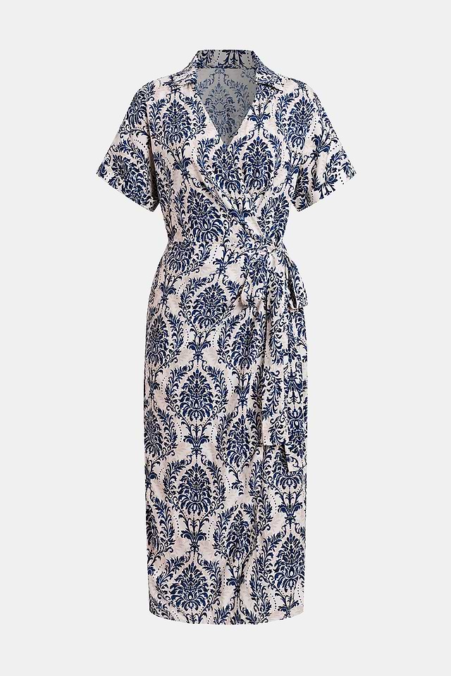 Blue Collared Wrap Midi Dress | Effortless Elegance | Cupshe