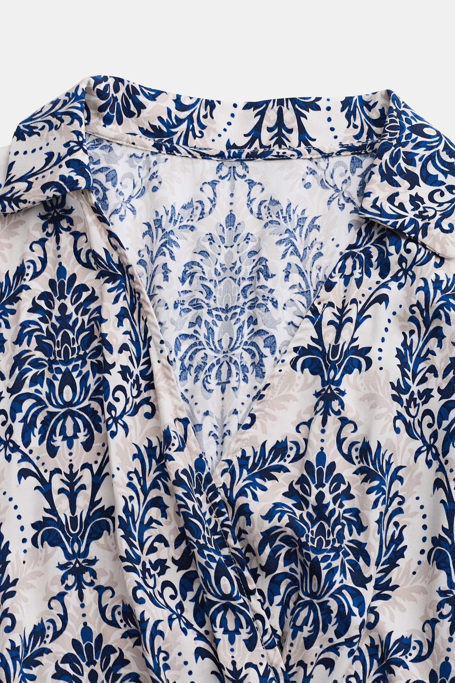 Blue Collared Wrap Midi Dress