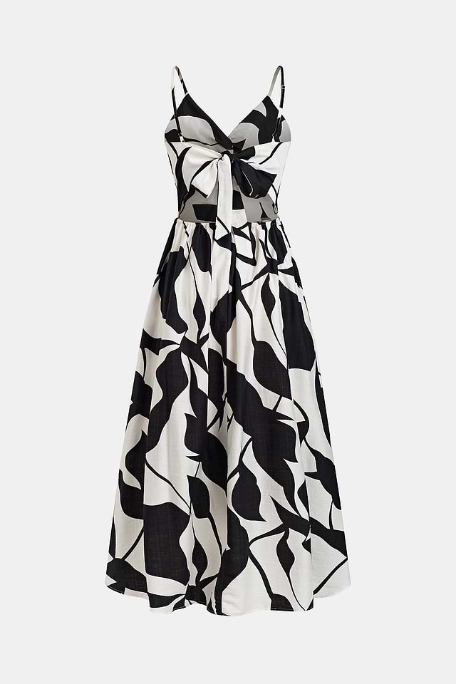 black and white floral formal dress Miss Circle Eleanor Black and White Bow Satin Gown S main image 1