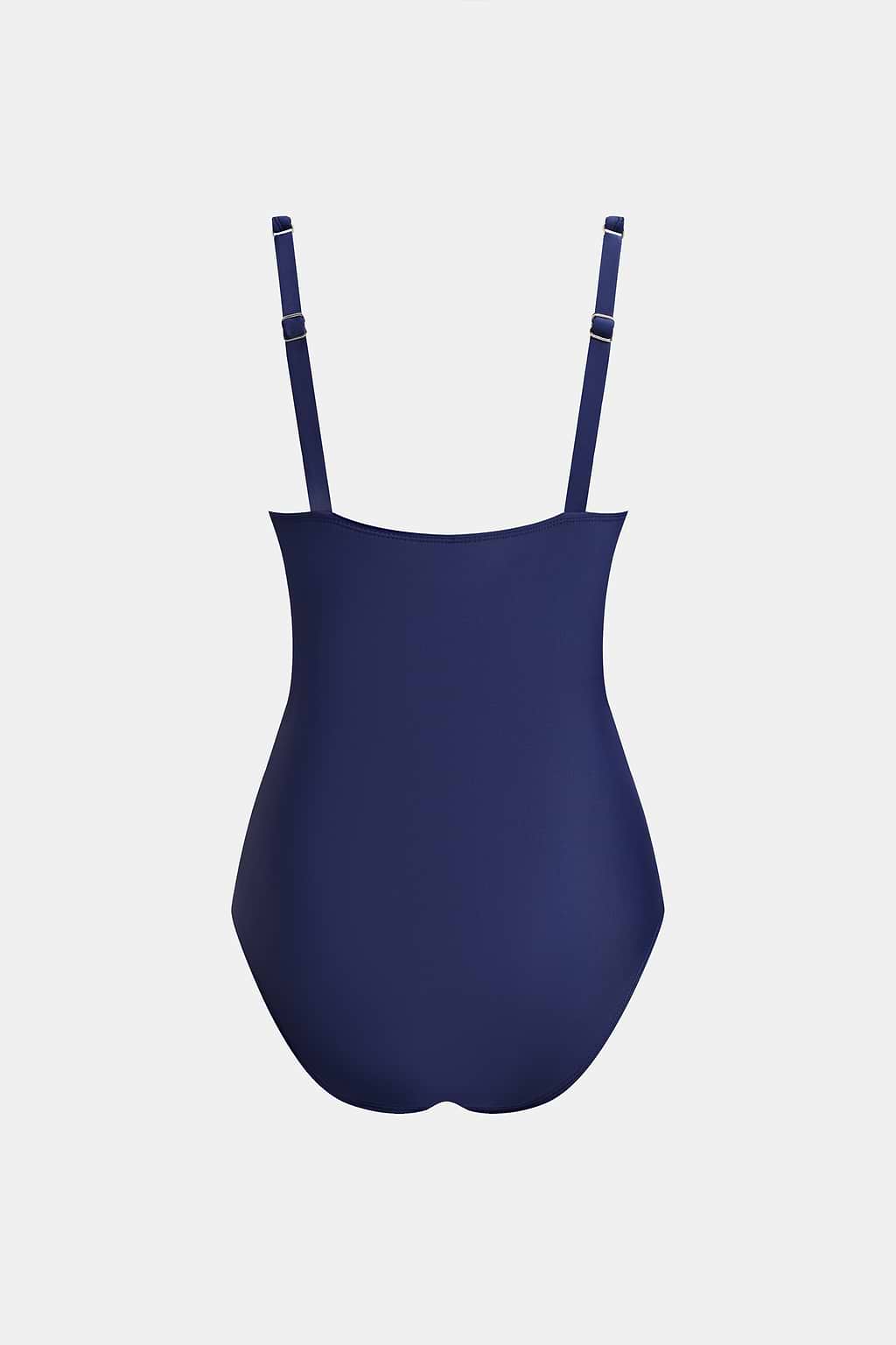 Navy V-Neck Ruched Tummy Control One-Piece