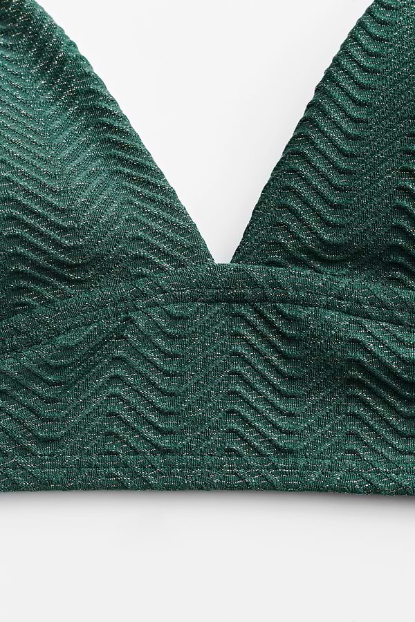 Green Wave V-Neck Bralette & Mid Rise Hipster Bikini Set