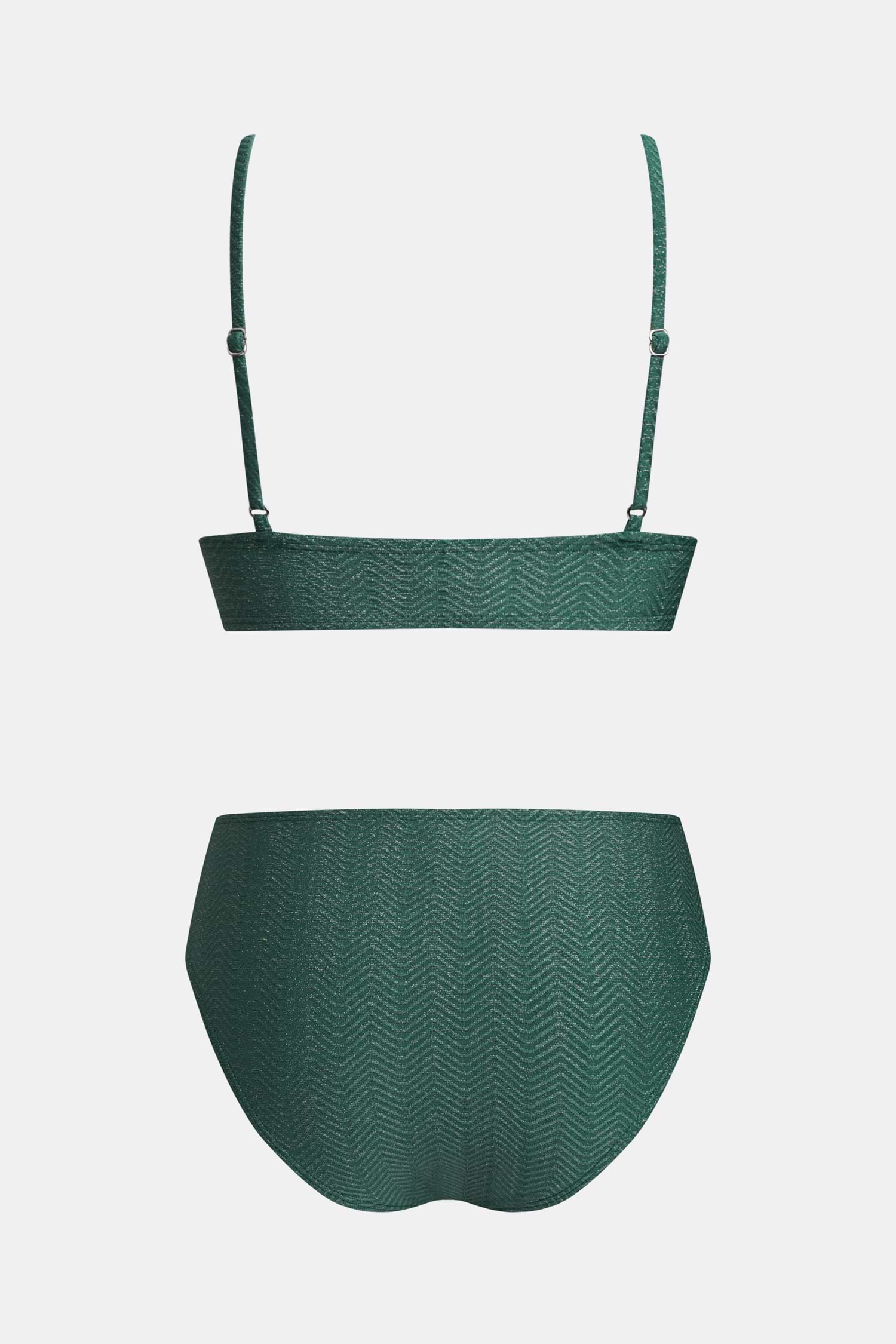 Green Wave V-Neck Bralette & Mid Rise Hipster Bikini Set