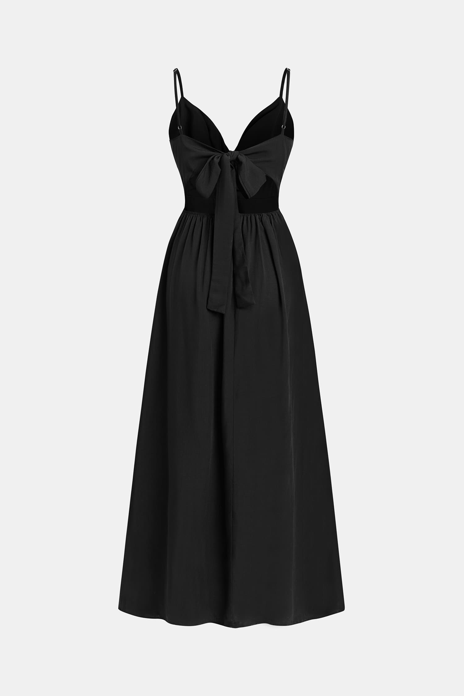 Black Front Twist & Keyhole Maxi Dress