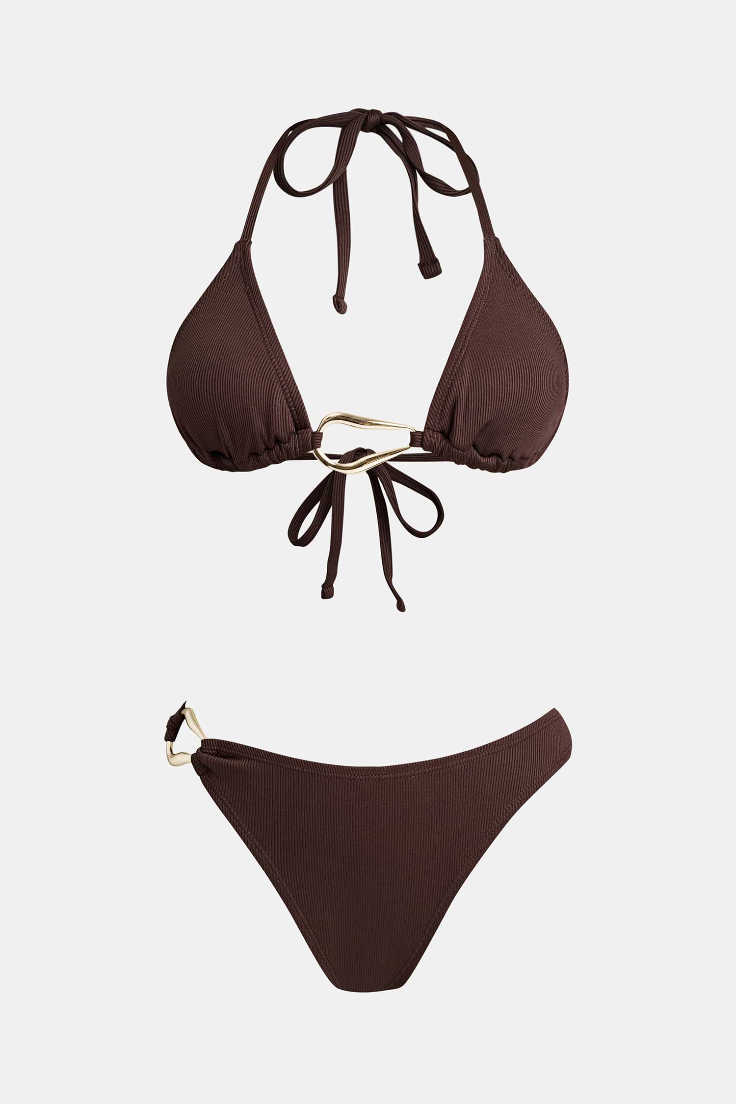 【リングがセクシー】CUPSHE Sculptural Muse Brown Bikini Set Sculptural Muse Brown Bikini Set