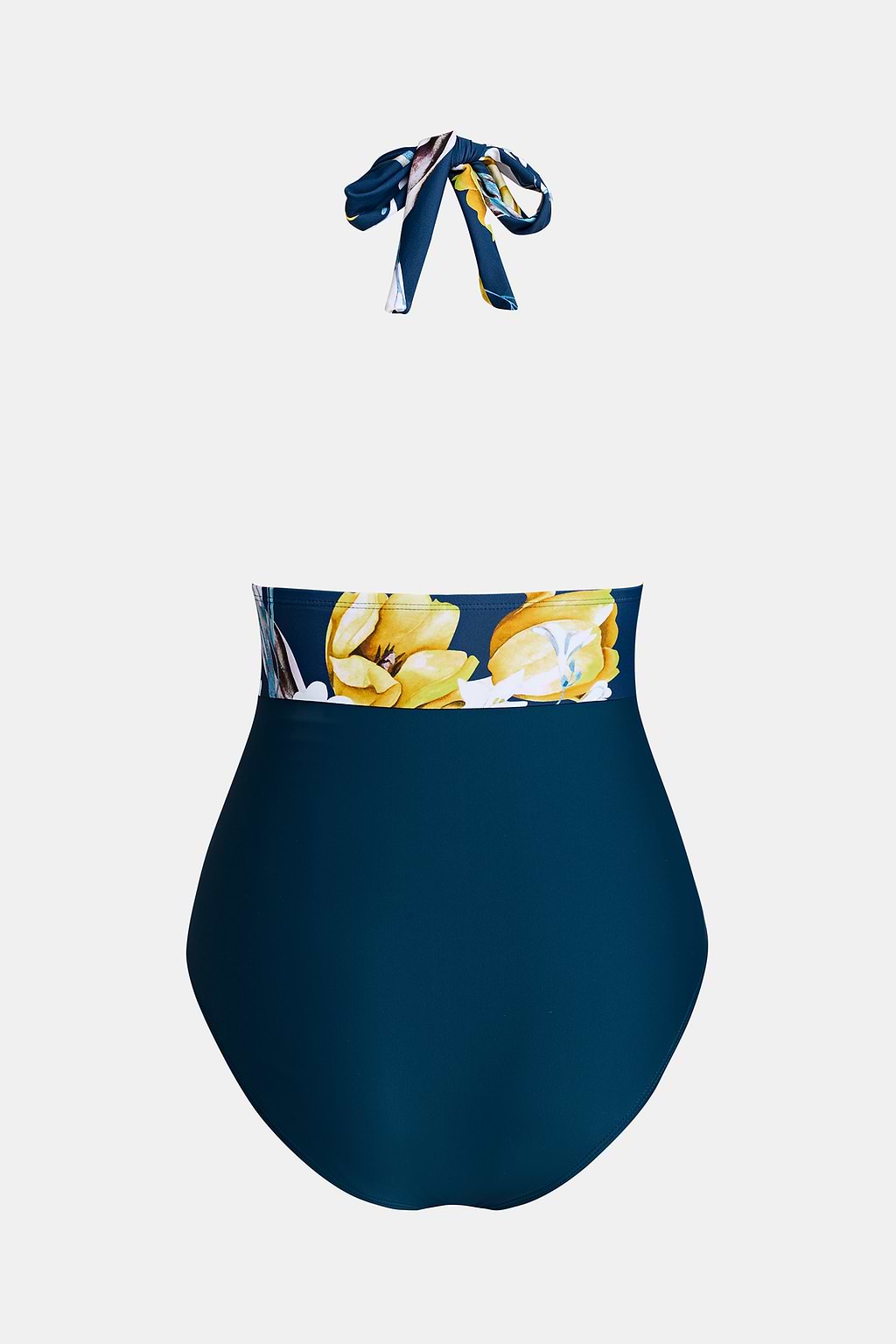 Ruched Halter Blue One Piece Swimsuit