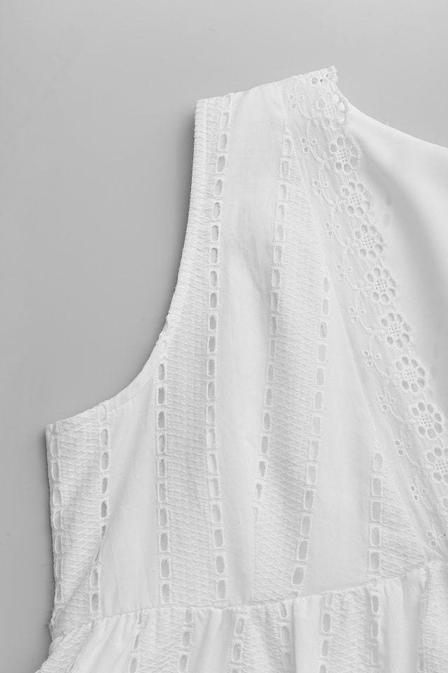 White Linen Eyelet Sleeveless Mini Dress | Effortless Chic | Cupshe White Linen Eyelet Sleeveless Mini Dress | Effortless Chic | Cupshe