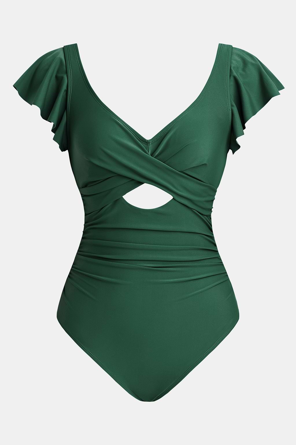 Emerald Flutter Sleeve Tummy Control One Piece Swimsuit