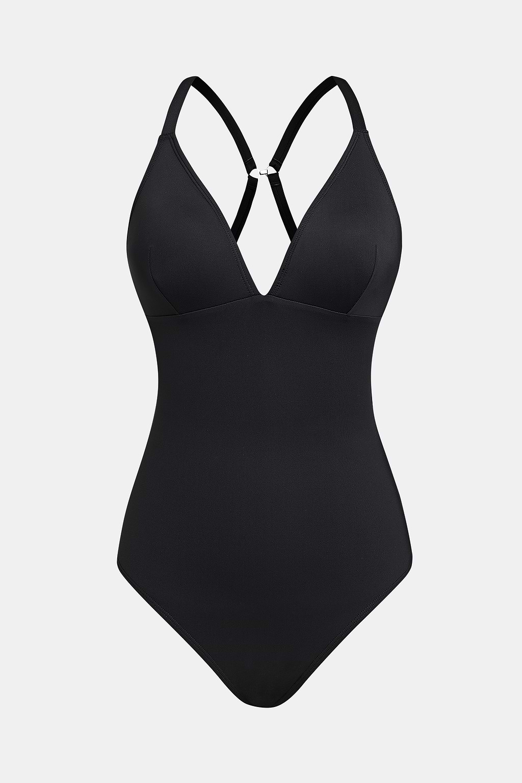 Black Plunging Slim & Sculpt Lace-Up Back One Piece Swimsuit