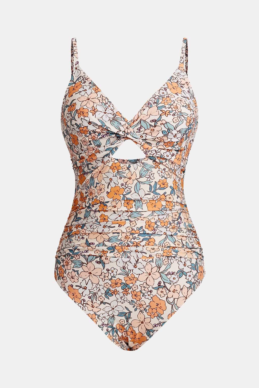 Yellow Ditsy Wrapped Cutout One Piece Swimsuit