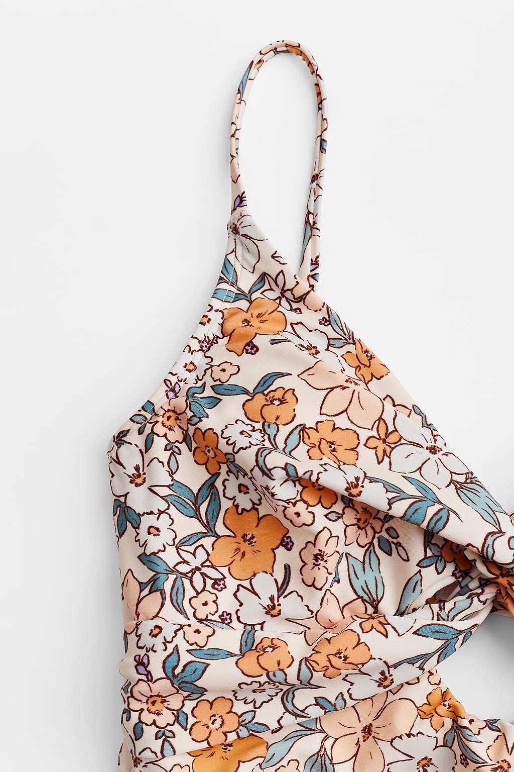 Yellow Ditsy Wrapped Cutout One Piece Swimsuit