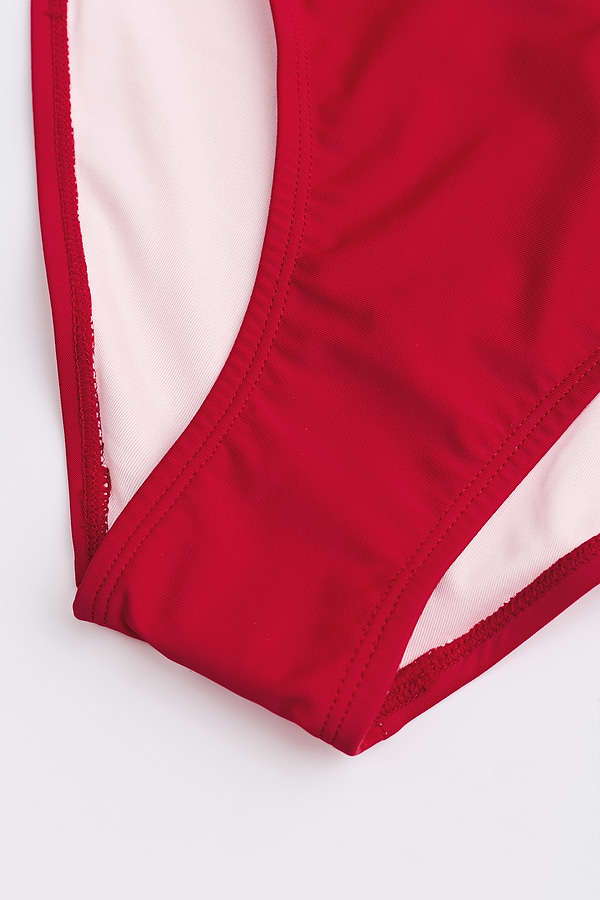 Red Ruched Tummy Control One-Piece
