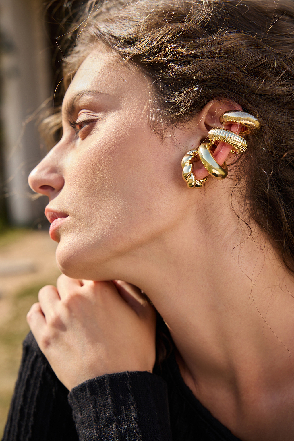 Gilded Gold-Tone Earrings Set