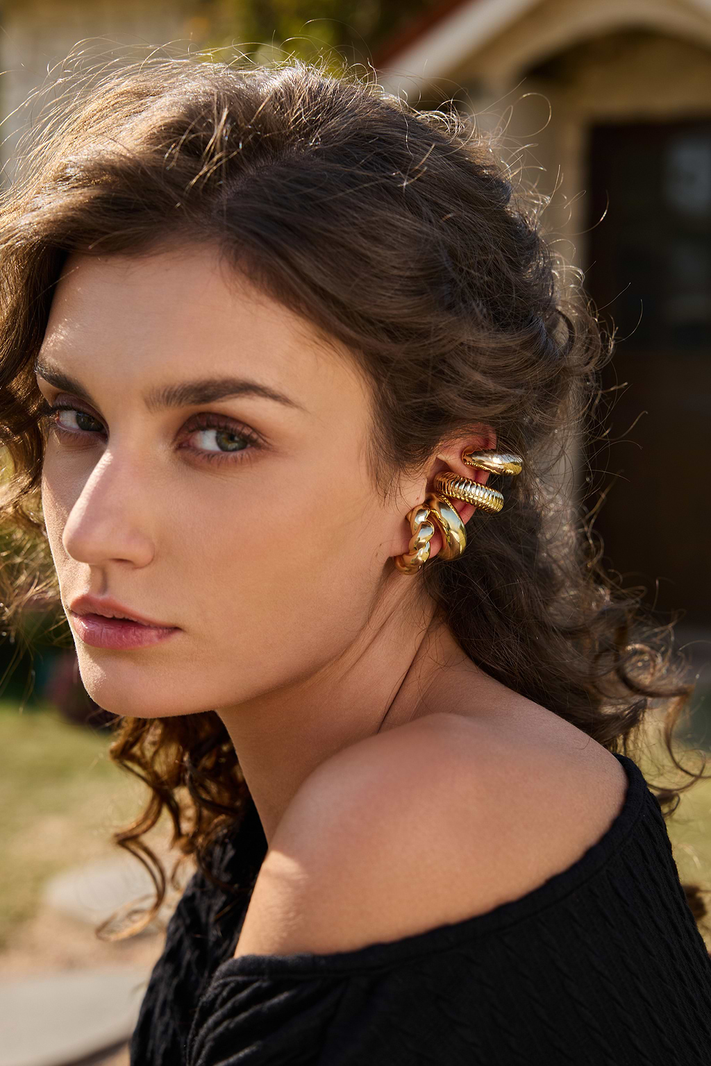 Gilded Gold-Tone Earrings Set