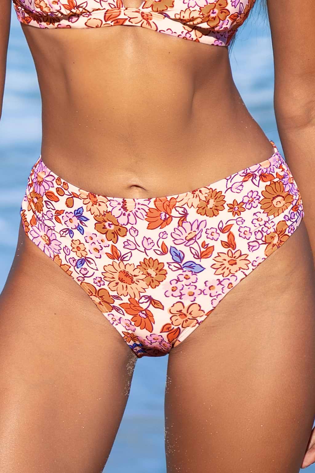 Shirred Mid-Rise Bikini Bottoms