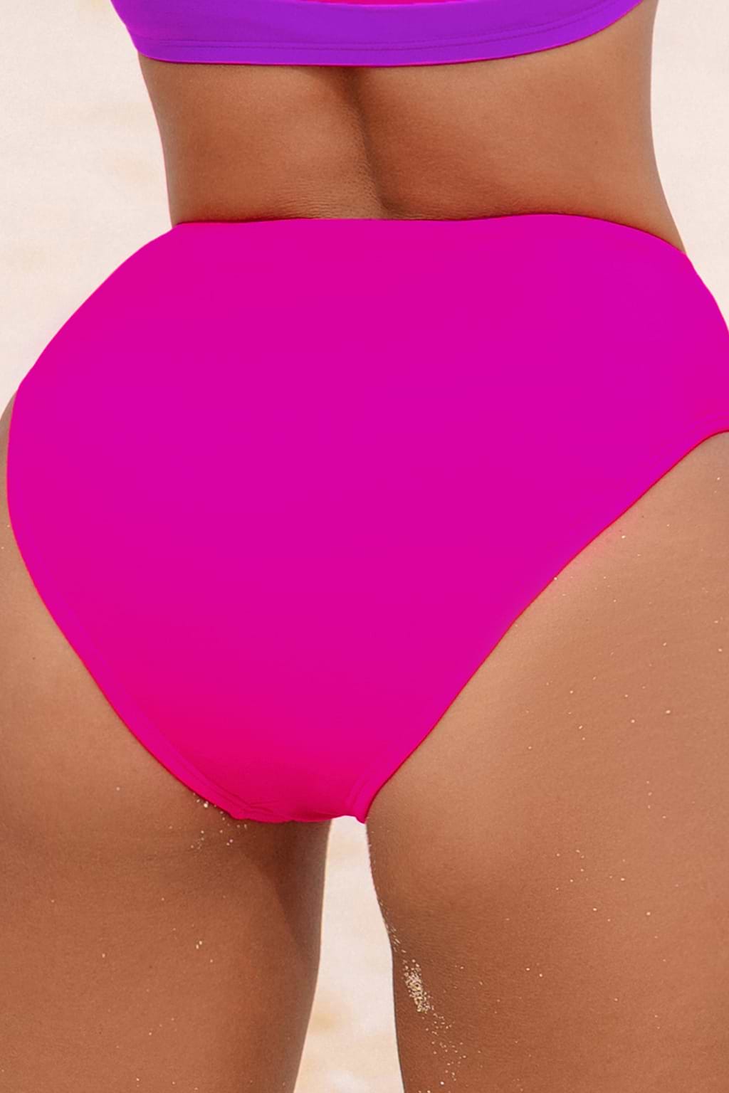 Hot Pink and Purple V-Waist Bikini Bottoms