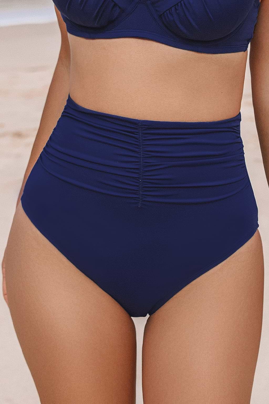 Super Bloom Navy High-Rise Bikini Bottoms