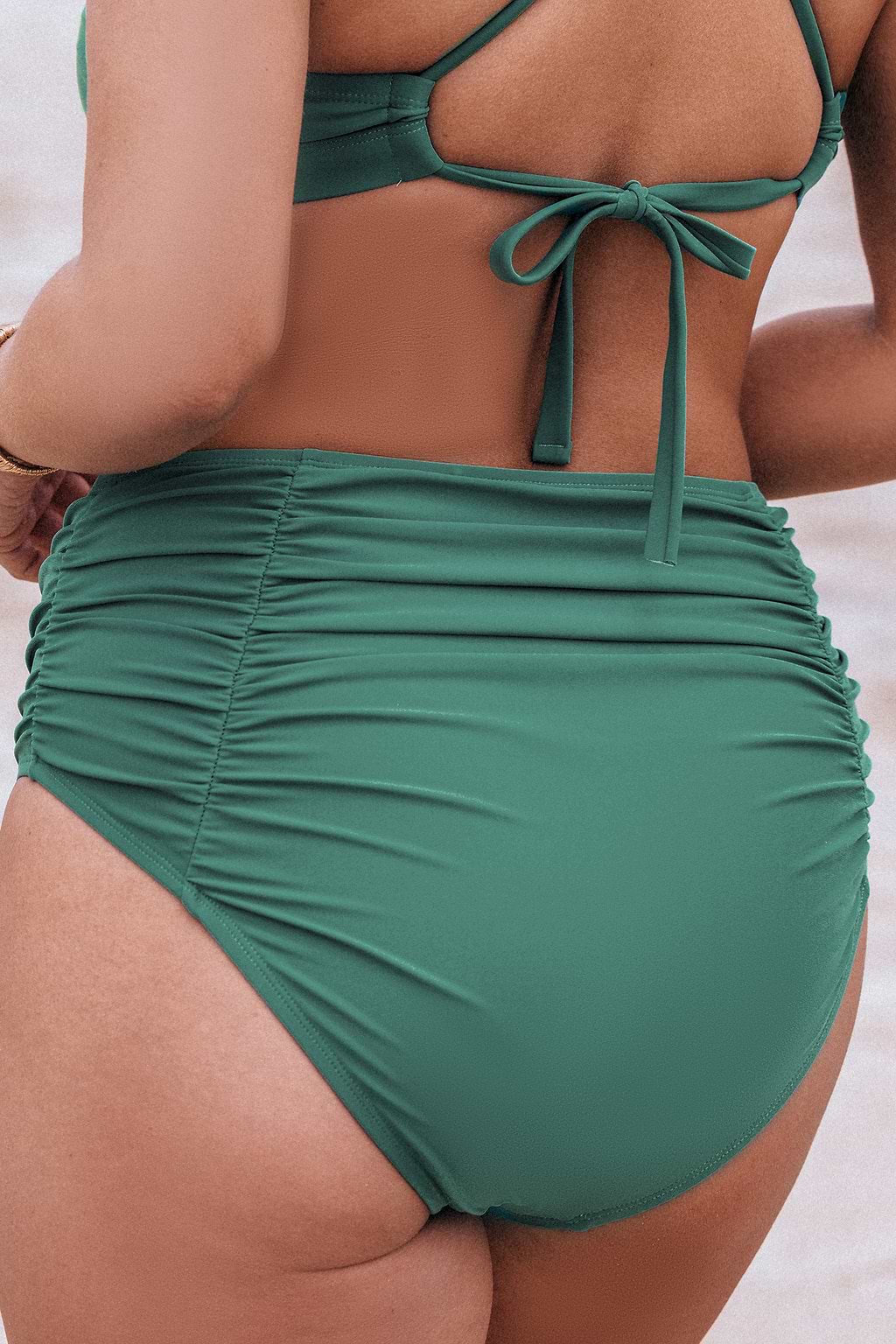 Eucalyptus Shirred Tummy Control Bikini Bottoms