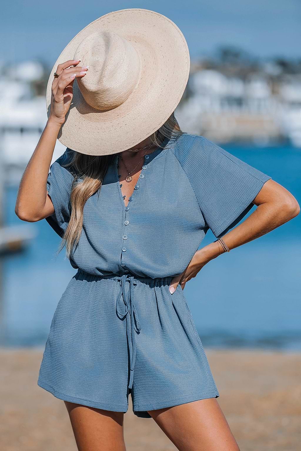 Cozy Textures Blue Romper