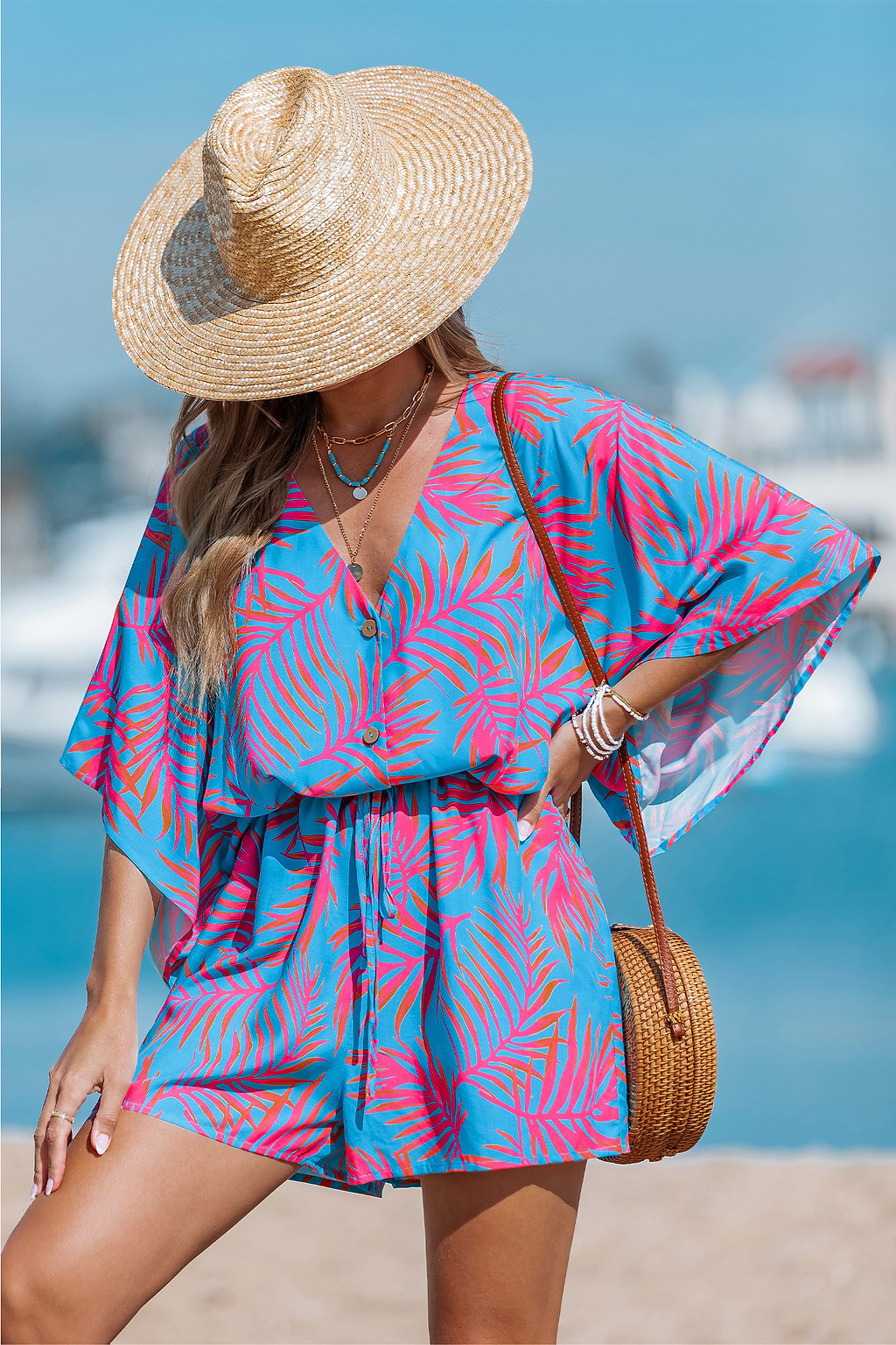 Vivid Palms Tropical Romper