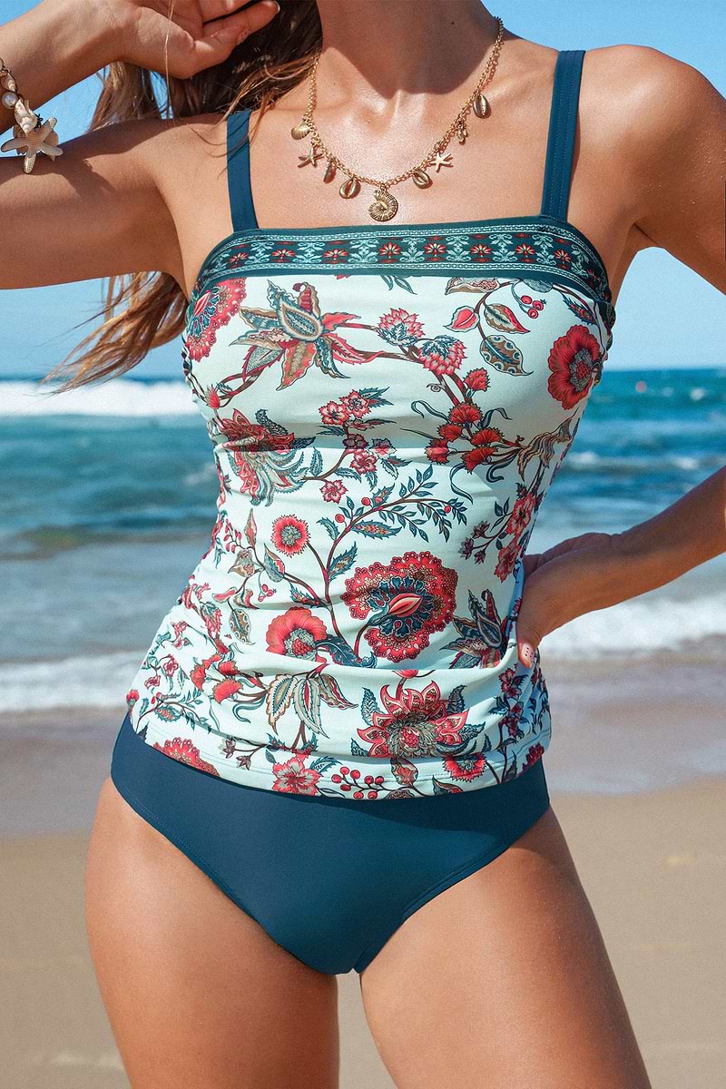 Seafoam Whisper Floral Tankini Set
