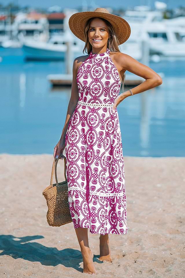 Coastal Stroll Ornate Midi Dress