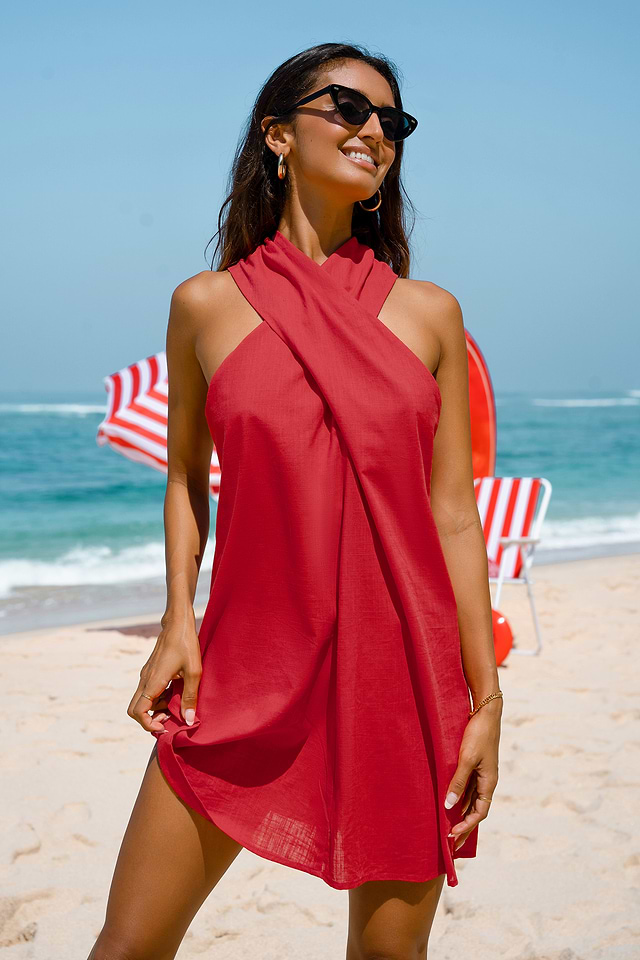 Vestido halter cruzado Sunshine