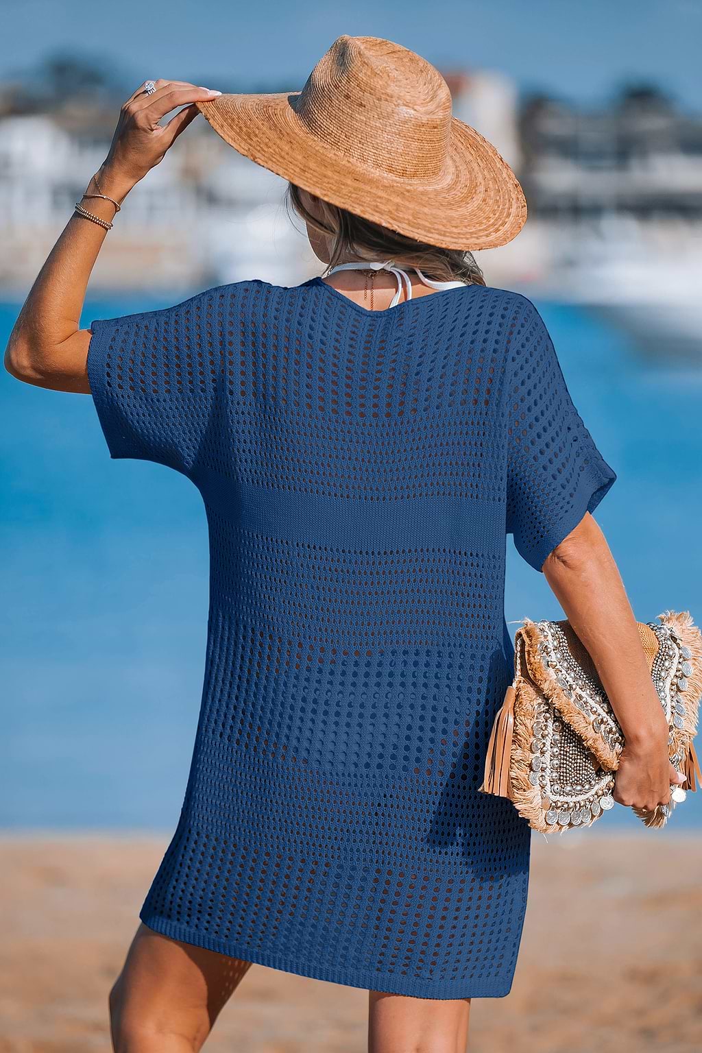 Beach Essential Blue Cover-Up Mini Dress
