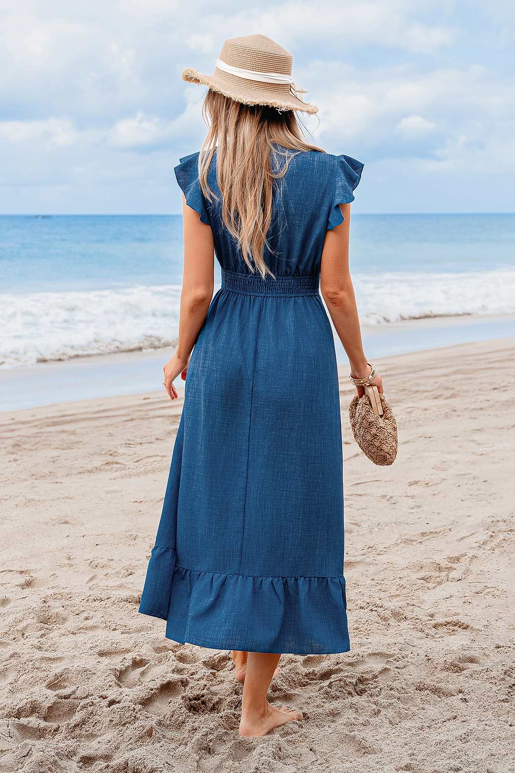 Country Charm Blue Midi Dress